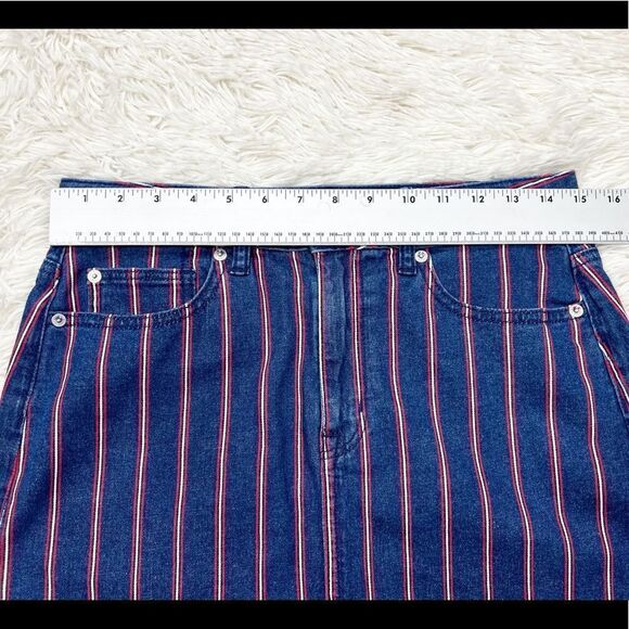 American Eagle Blue and Red Striped High Rise Mini Skirt Size 6 - Picture 5 of 9